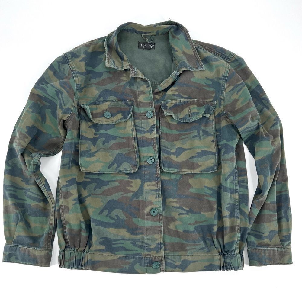 TopShop Camo Jacket shacket size 4 small‎